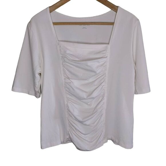Soft Surroundings Ruched Detail Front Blouse - Picture 1 of 8